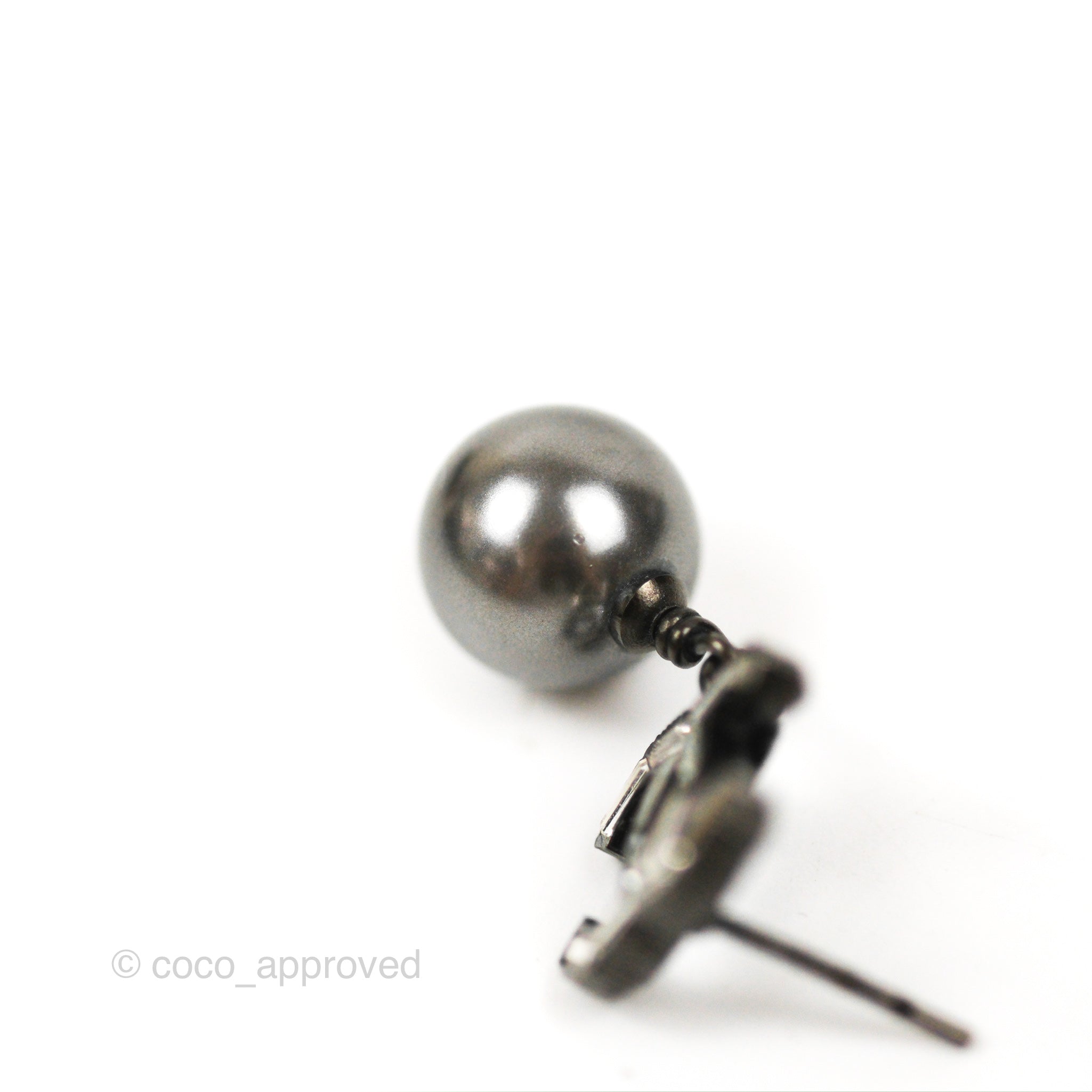 Chanel CC Black Bead Drop Earrings in Gun Metal - 19A Collection | Luxury Fashion Jewelry for Women | Perfect for Evening Parties & Special Occasions