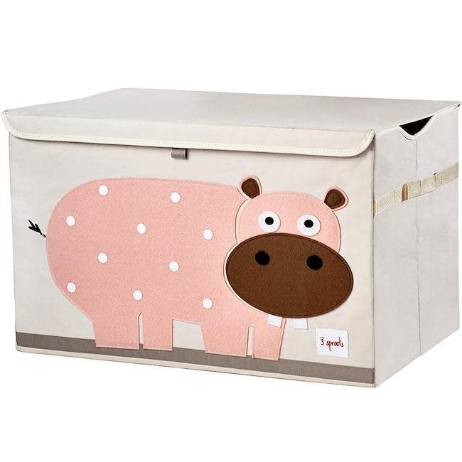 3 Sprouts Toy Storage Bin - Cute Hippo Design for Kids' Room Organization | Perfect for Storing Toys, Books & Nursery Essentials