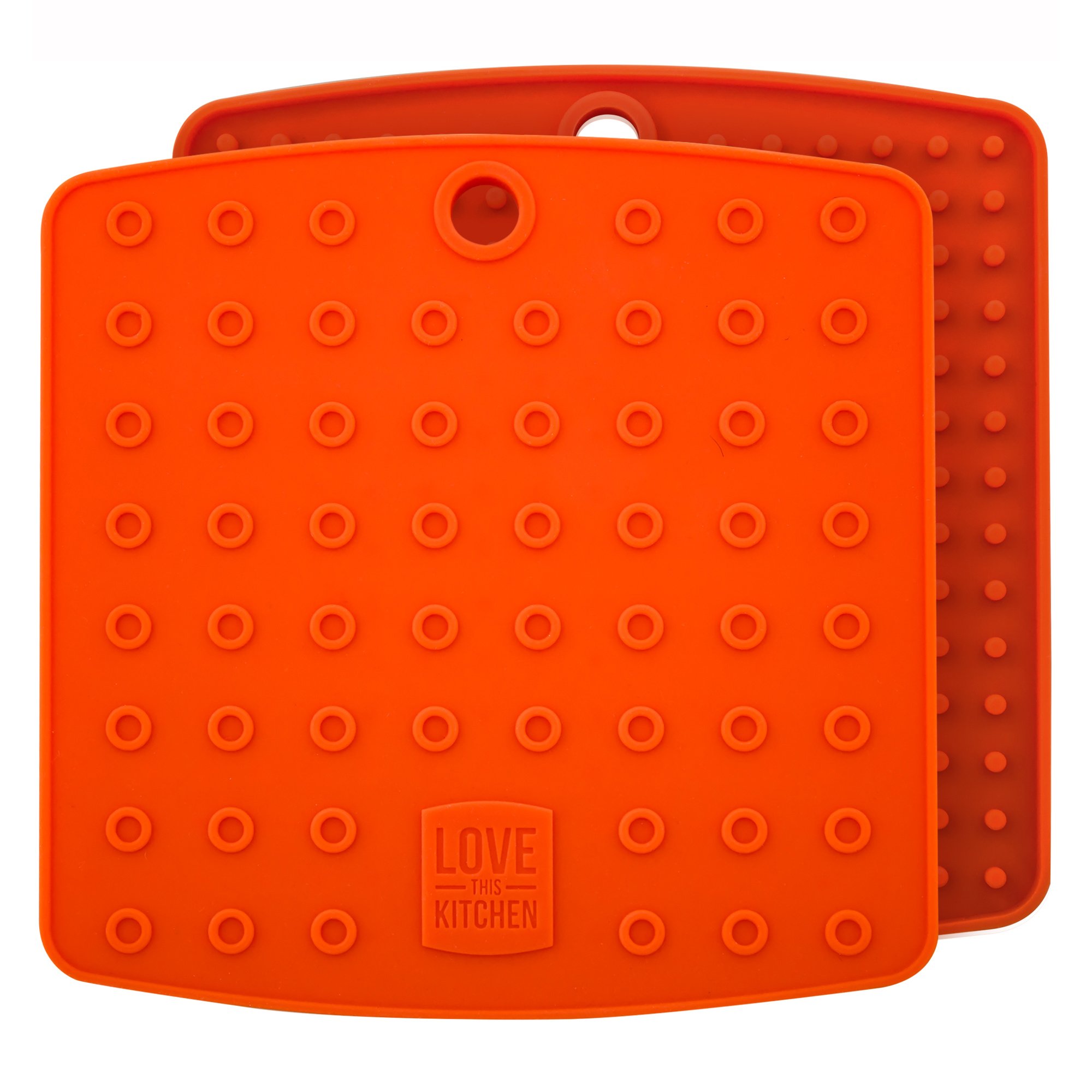 Premium Silicone Pot Holders - Heat Resistant Kitchen Trivets for Hot Pans (7x7in, Orange Pair) - Perfect for Baking & Cooking Safety