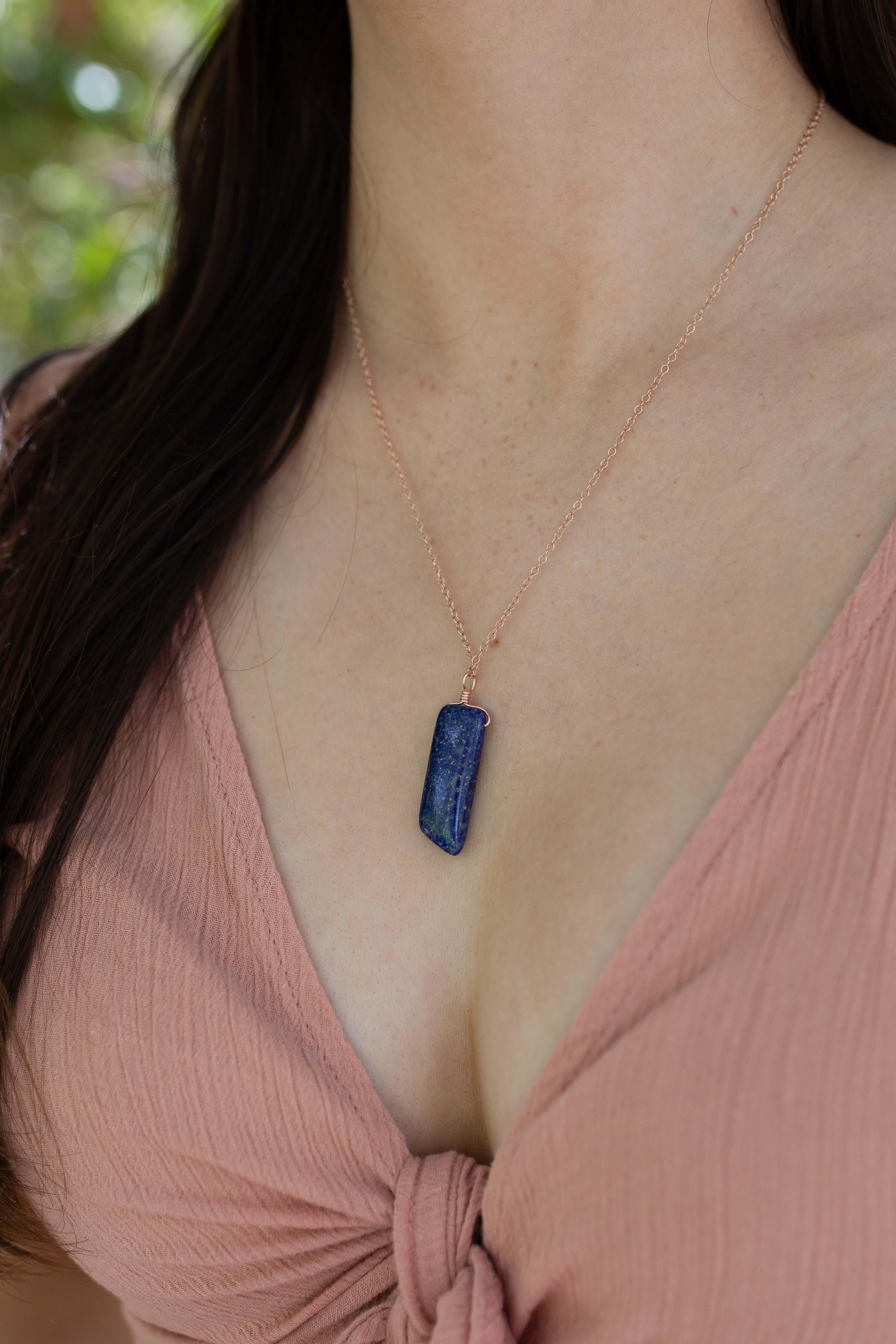 Natural Blue Lapis Lazuli Crystal Point Necklace - Healing Stone Jewelry for Meditation, Chakra Balancing & Spiritual Gifts