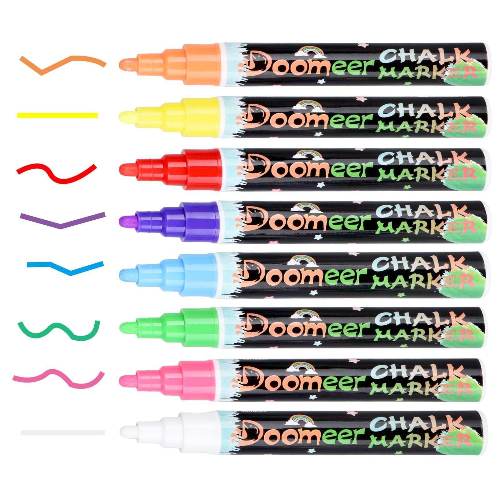 Liquid Chalk Markers Set of 8 Colors - Medium Tip 6mm Erasable Markers for Blackboard, Glass, Windows & Mirrors - Reversible Dual Tip Chalkboard Pens - Perfect for Restaurants, Classrooms & Home Decor