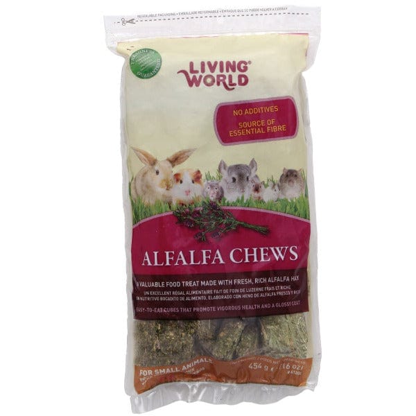 Living World Alfalfa Chews for Small Animals - Healthy Natural Treat for Rabbits, Guinea Pigs & Hamsters - Perfect for Chewing & Dental Care - Indoor & Outdoor Pet Snack