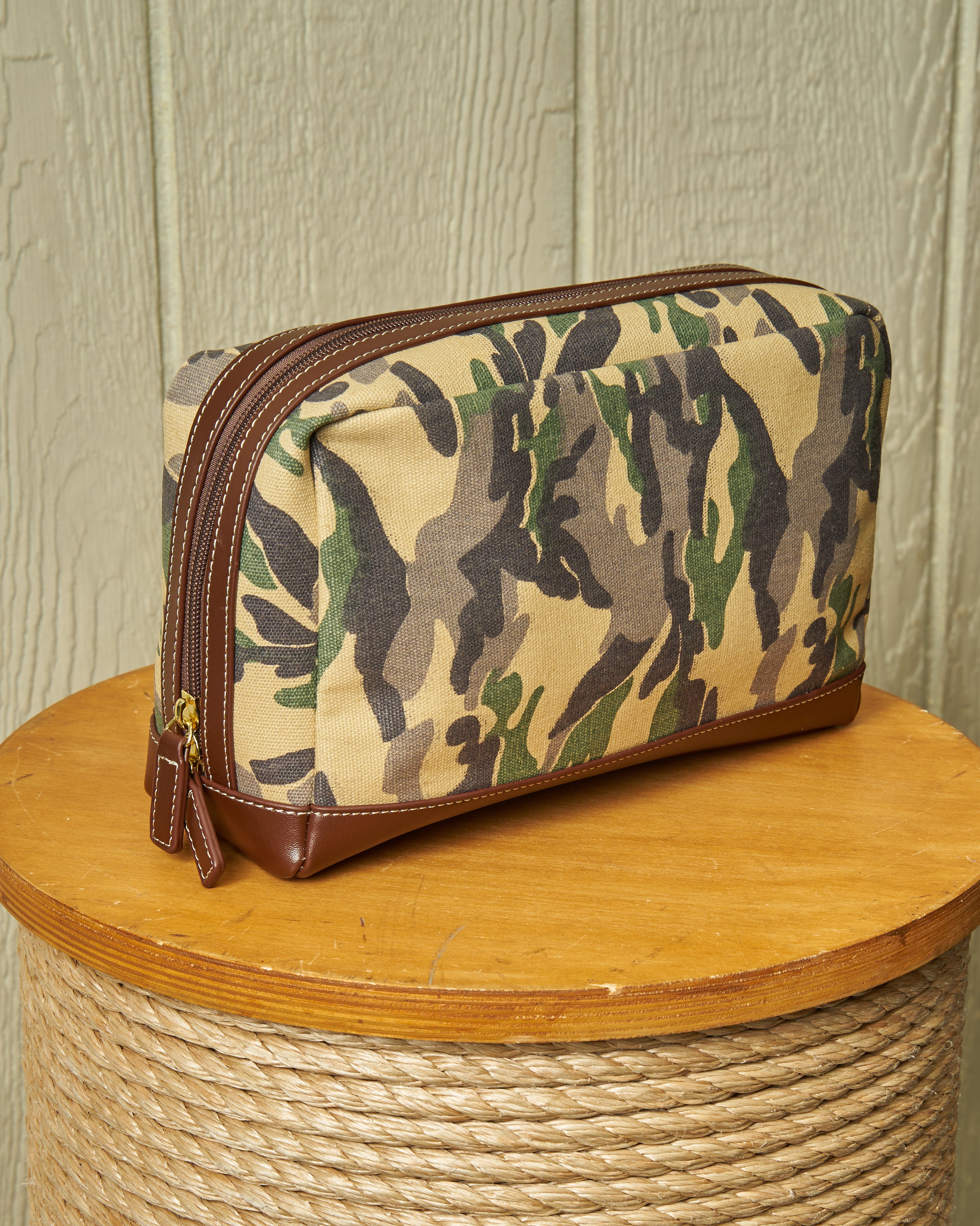 Waxed Camouflage Dopp Kit - Water-Resistant Travel Toiletry Bag for Men, Gym, Camping & Outdoor Adventures