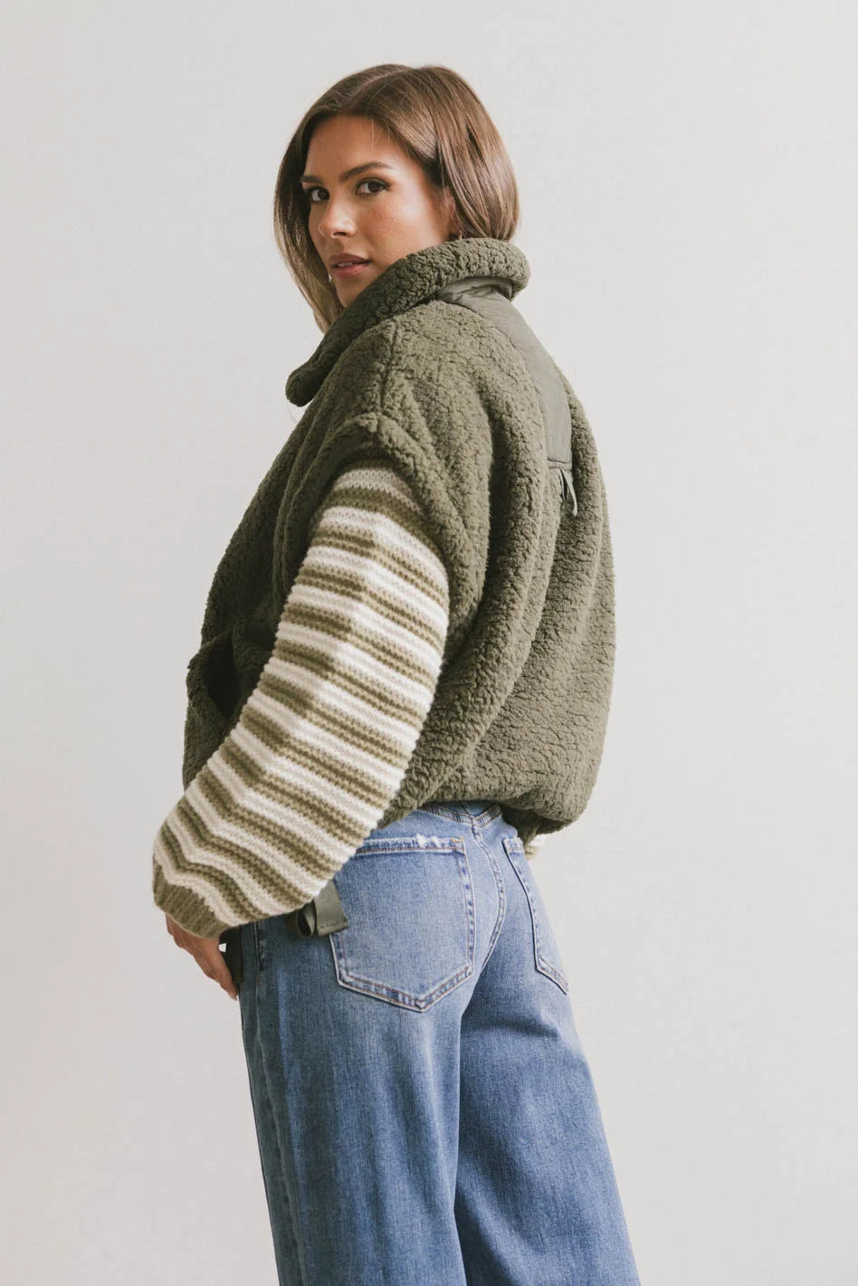 Johanna Sherpa Vest in Olive - Cozy Fleece Lined Winter Jacket for Women | Final Sale | Perfect for Outdoor Activities, Hiking & Casual Wear