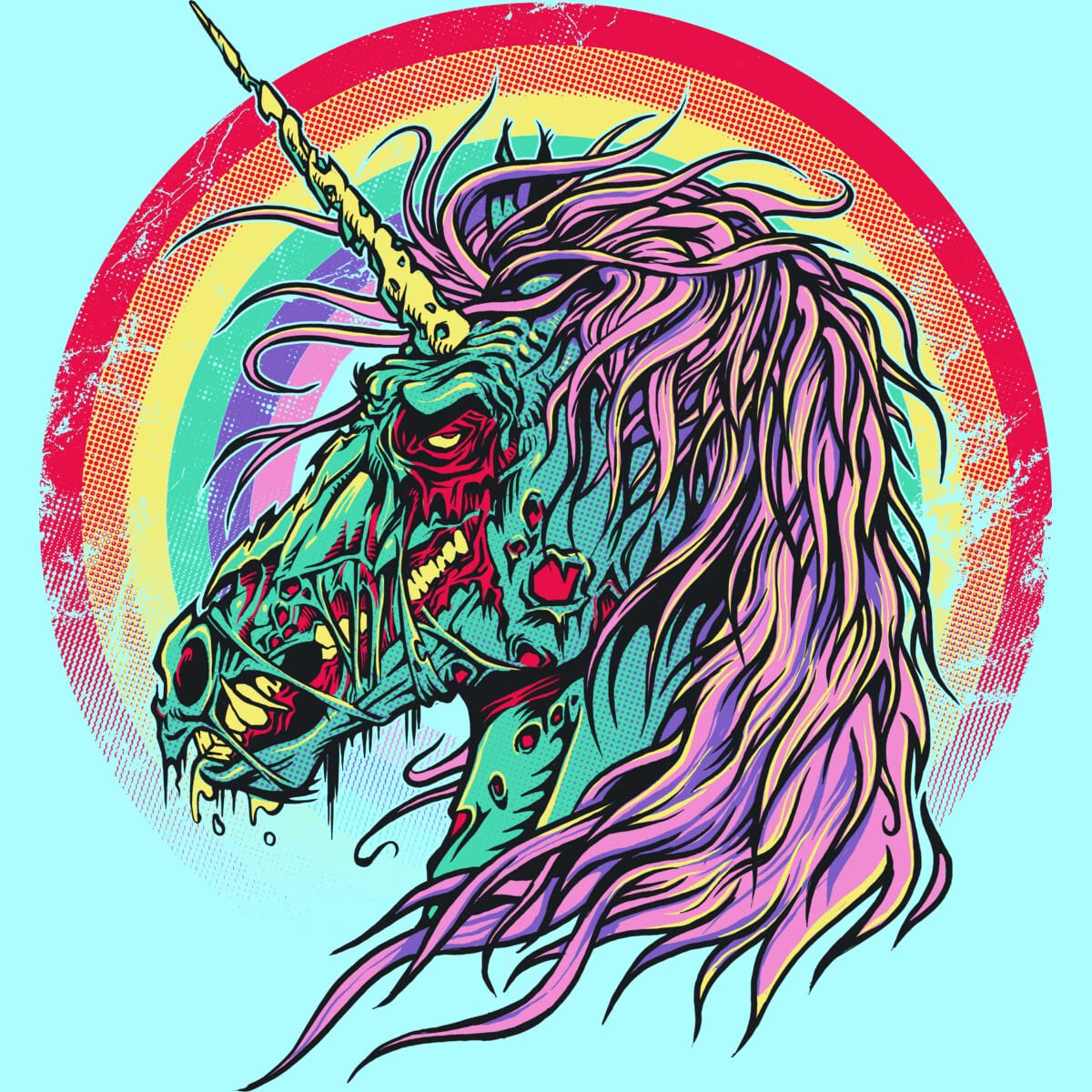 Women's Zombie Unicorn Graphic Racerback Tank Top by RicoMambo | Soft Cotton Sleeveless Shirt for Casual Wear, Gym & Summer Outfits