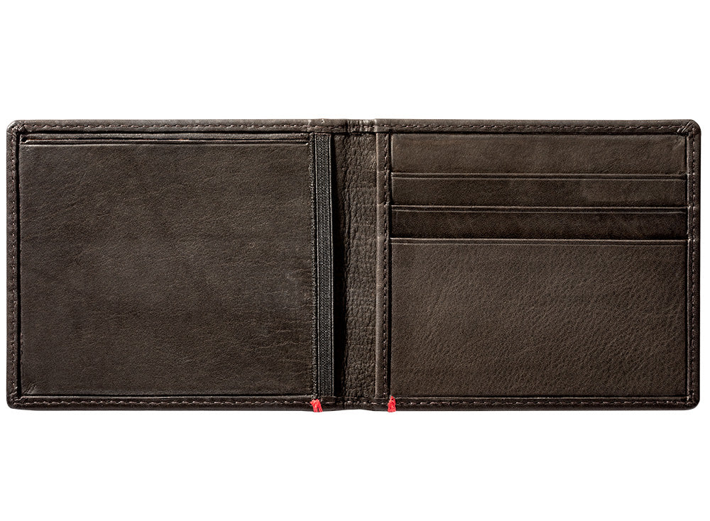 Genuine Mocha Leather Wallet with Zippo Flame Metal Plate Design - Stylish & Durable for Everyday Use, Travel, and Gifts