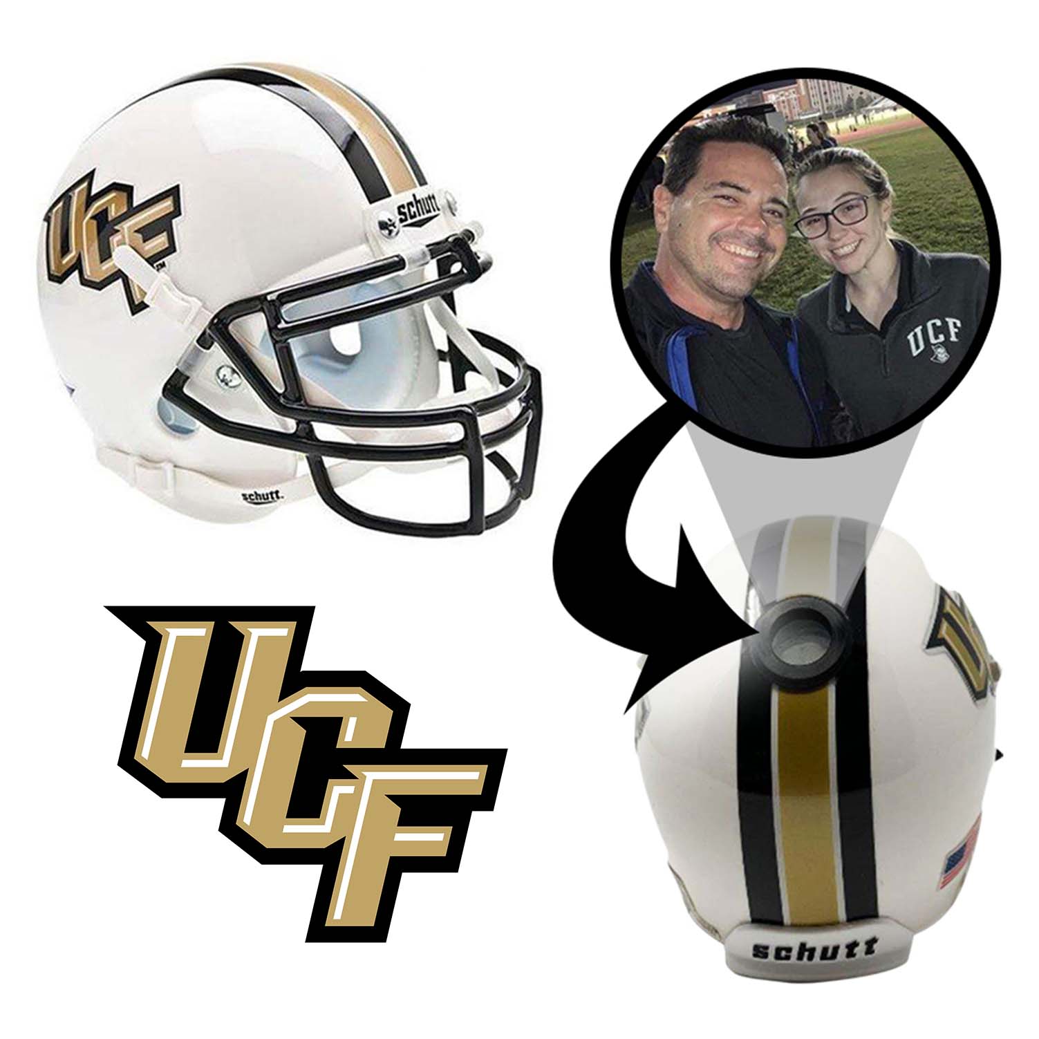 UCF Knights College Football Collectible Mini Helmet with Display Stand - Authentic NCAA Replica for Fans & Collectors - Perfect for Game Room, Office Decor, or Gift for Football Enthusiasts
