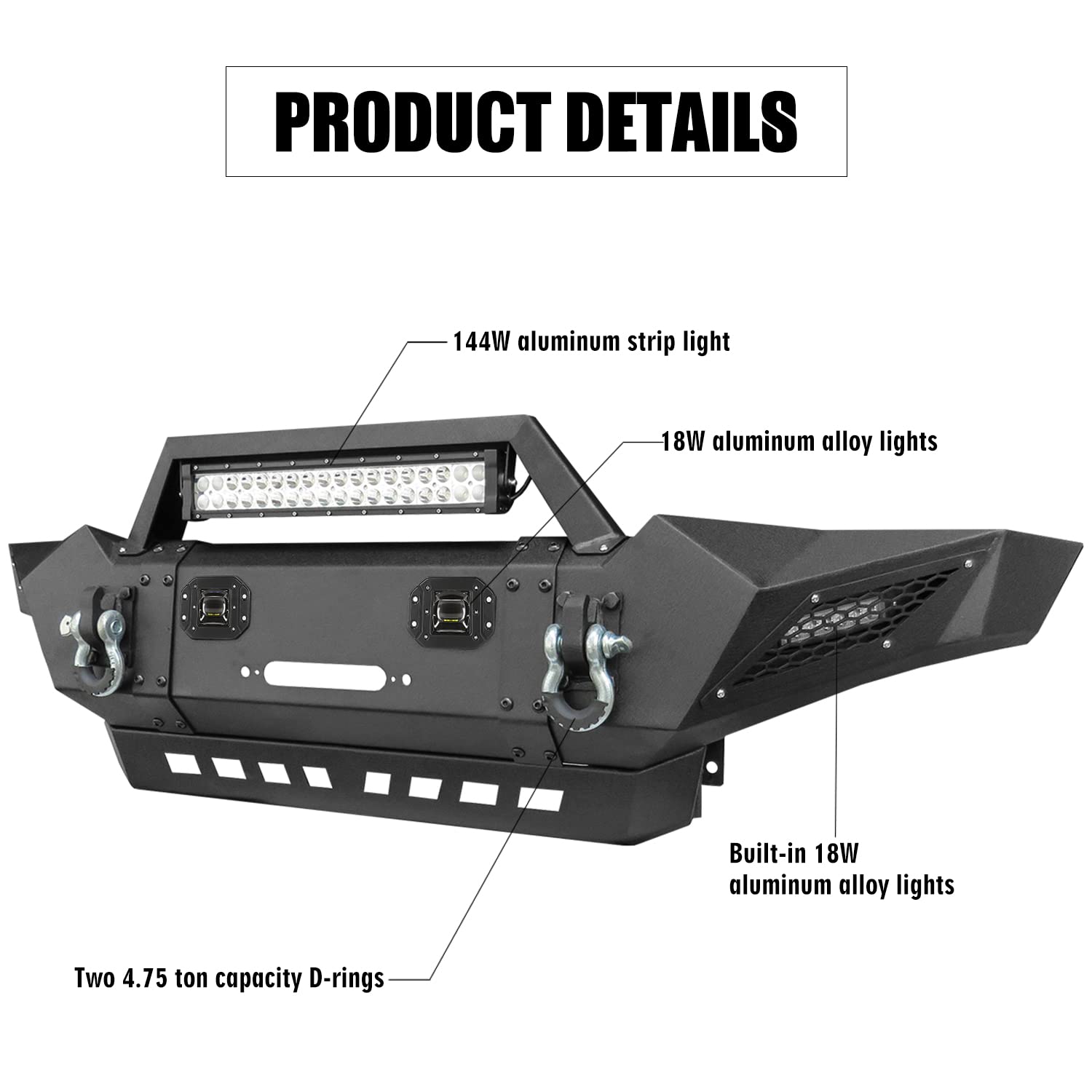 2005-2015 Toyota Tacoma Front & Rear Bumper Set with Winch Bracket - Textured Black Off-Road Bumpers for Enhanced Protection & Style | Perfect for Off-Roading, Overlanding & Truck Customization