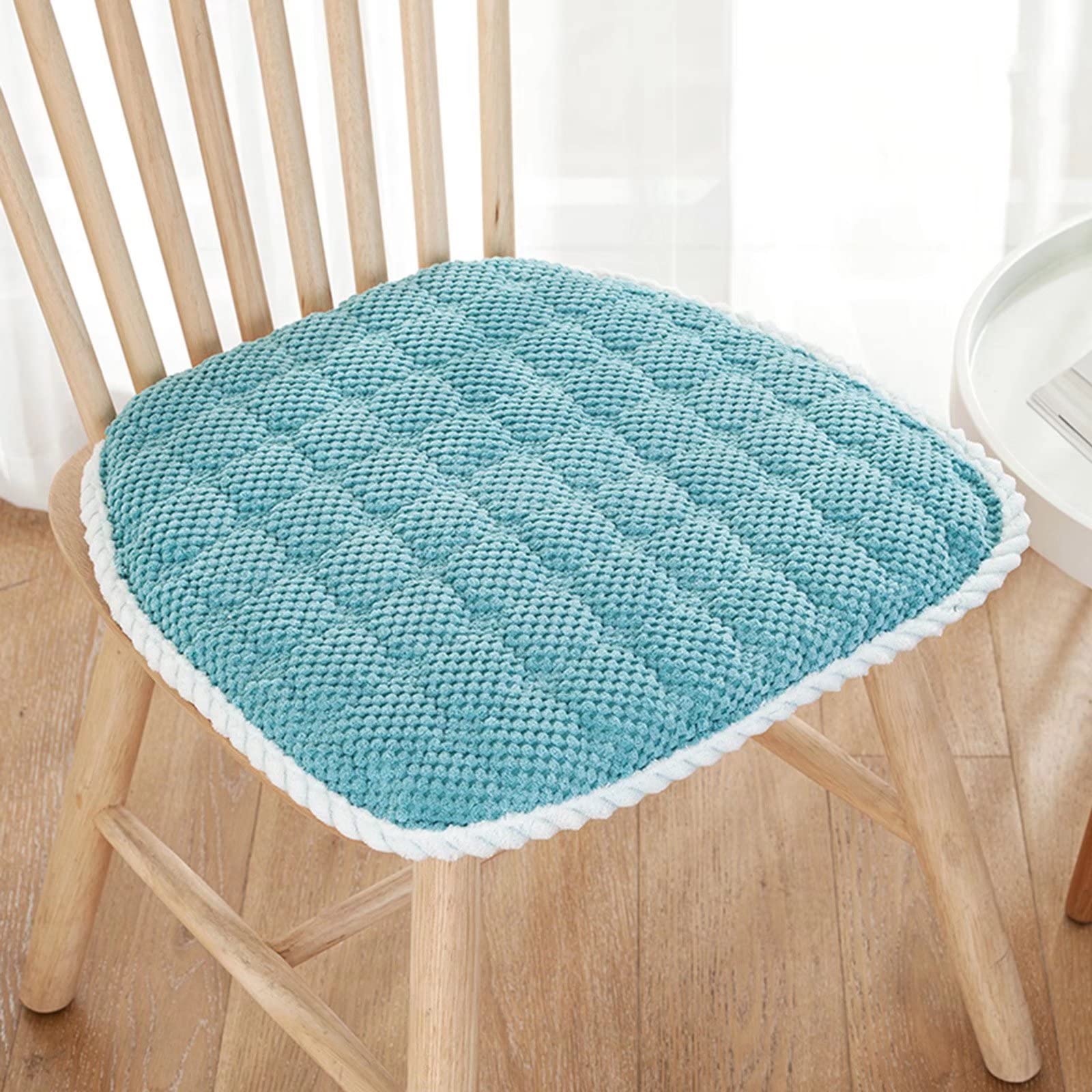 Set of 4 16x16 Farmhouse Lace-Up Kitchen Chair Cushions - Washable U-Shaped Dining Seat Cushions in Soft Blue for All-Weather Comfort | Perfect for Farmhouse, Cottage & Country Style Dining Rooms