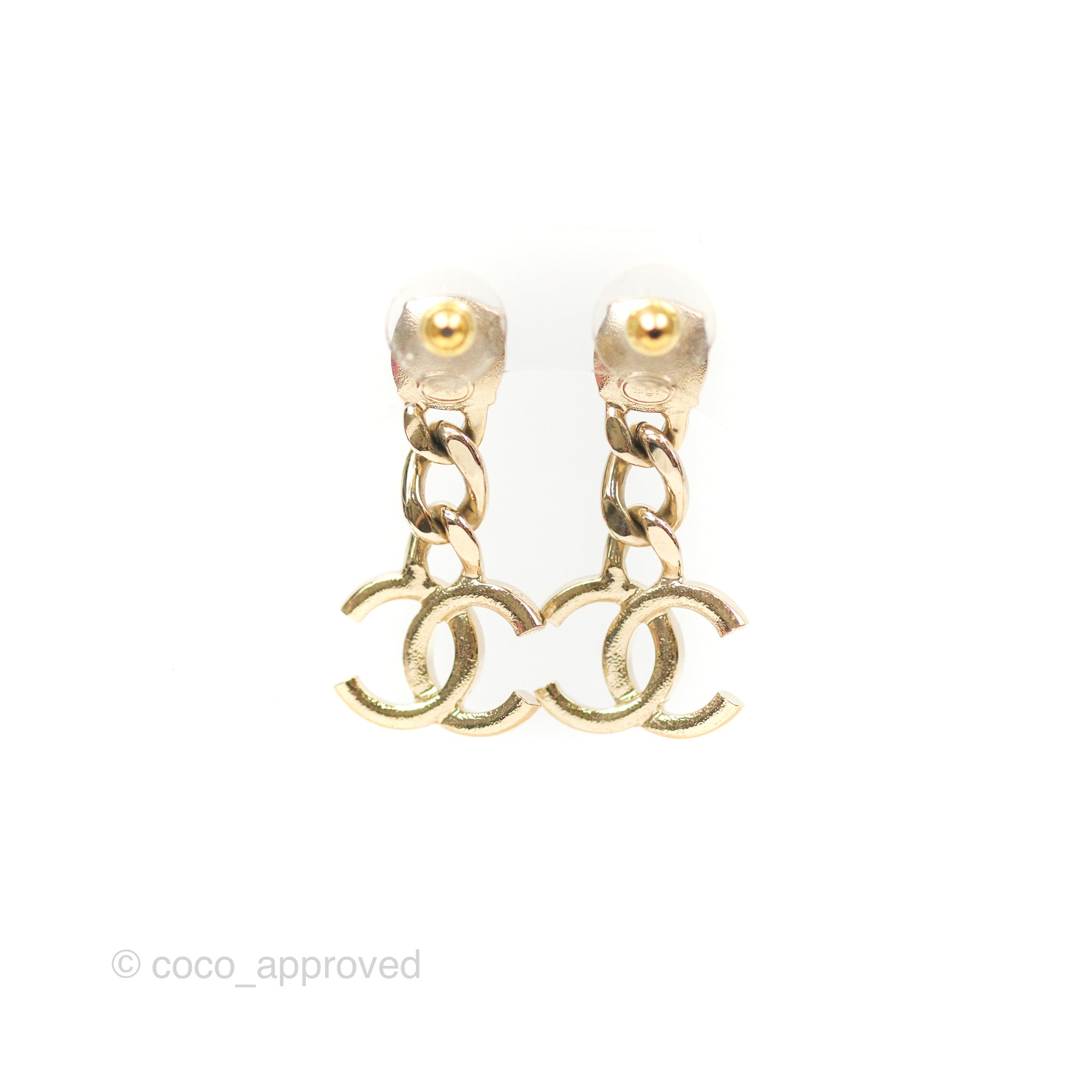 Chanel Chain CC Crystal Drop Earrings - Gold Tone 23C Collection - Luxury Fashion Jewelry for Women - Perfect for Parties, Weddings & Special Occasions
