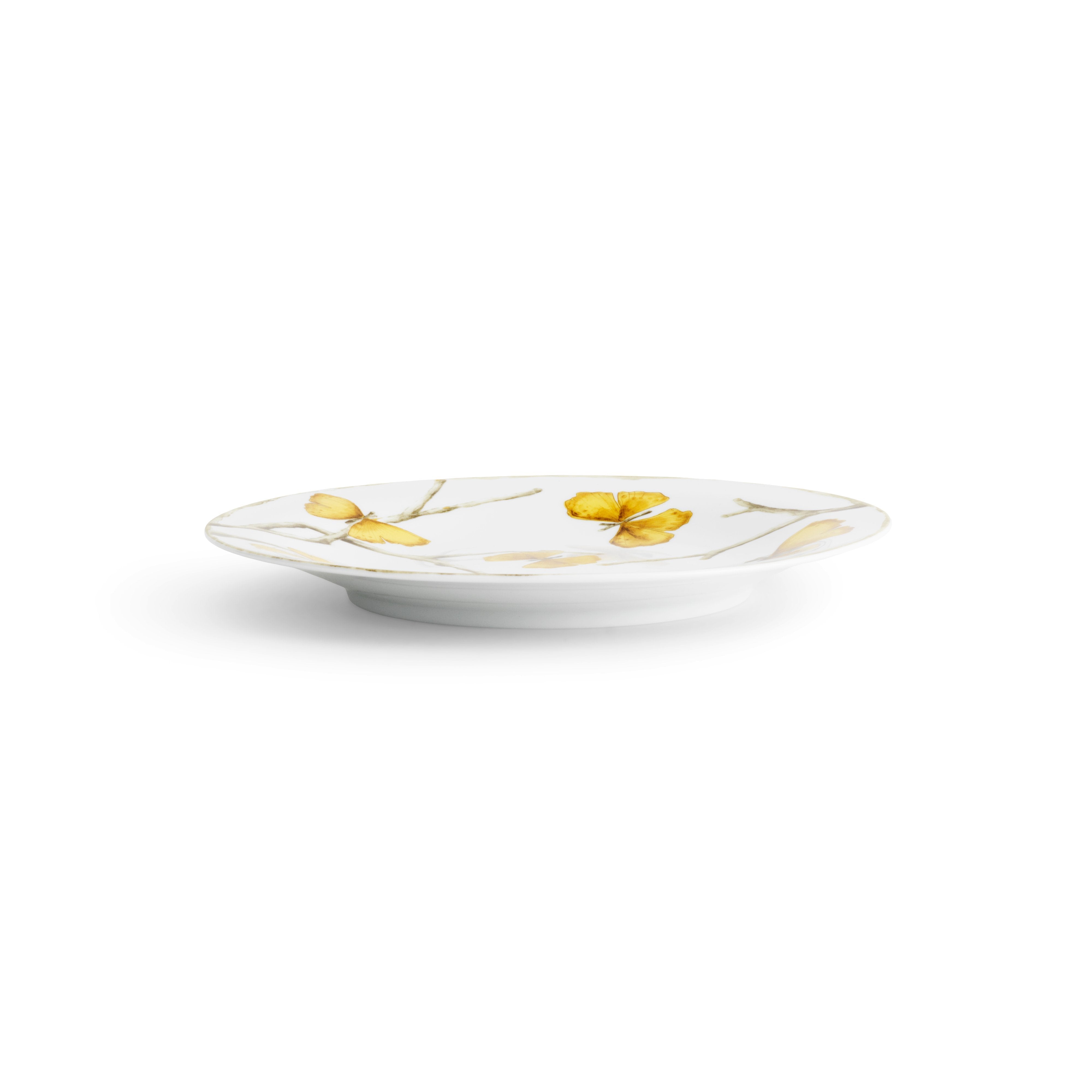 Butterfly Ginkgo Gold Dinnerware Set - Elegant Porcelain Plates, Bowls & Cups for Fine Dining, Wedding, and Special Occasions