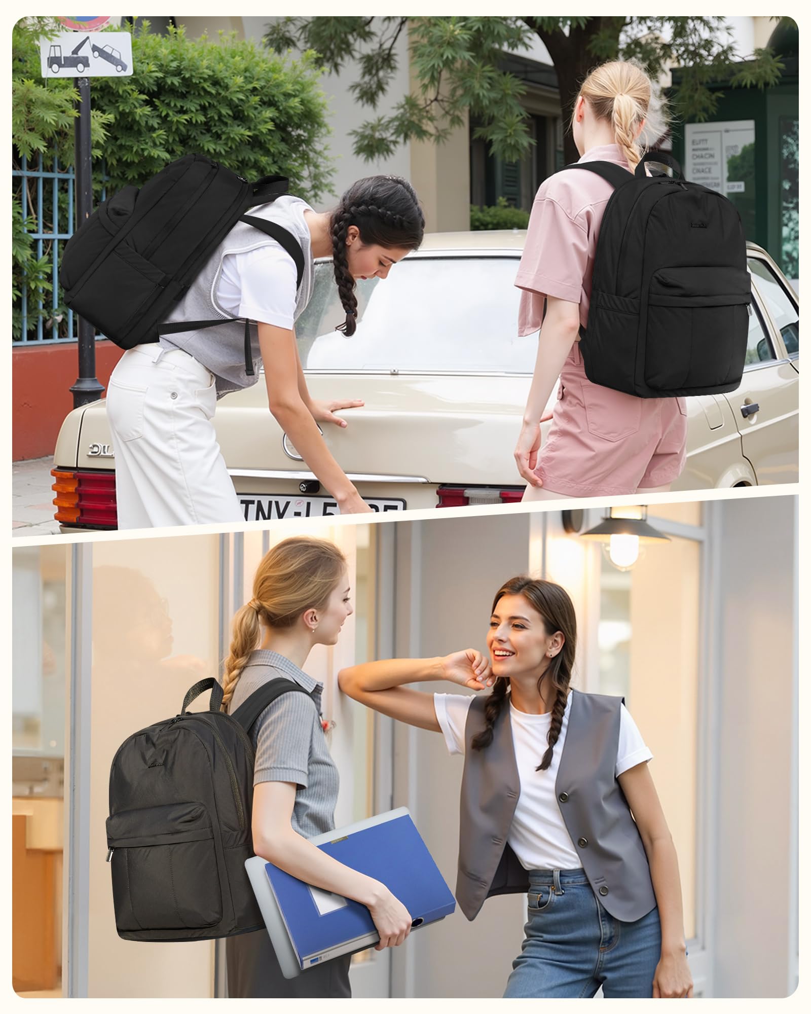 LOVEVOOK Lightweight Puffy Laptop Backpack for Women - Waterproof Quilted 15.6 Inch Computer Bag, Cute Teacher Nurse Work Purse, Casual Daypack for Travel, Office, School & College