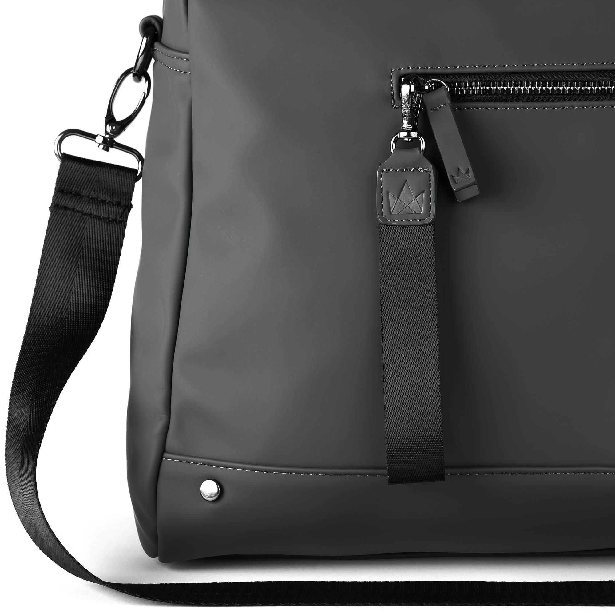 The Friendly Swede Weekender Travel Bag for Men & Women - 35L Vegan PU Duffle Bag, Carry-On Hand Luggage - Black Matte - Perfect for Gym, Weekend Trips & Business Travel