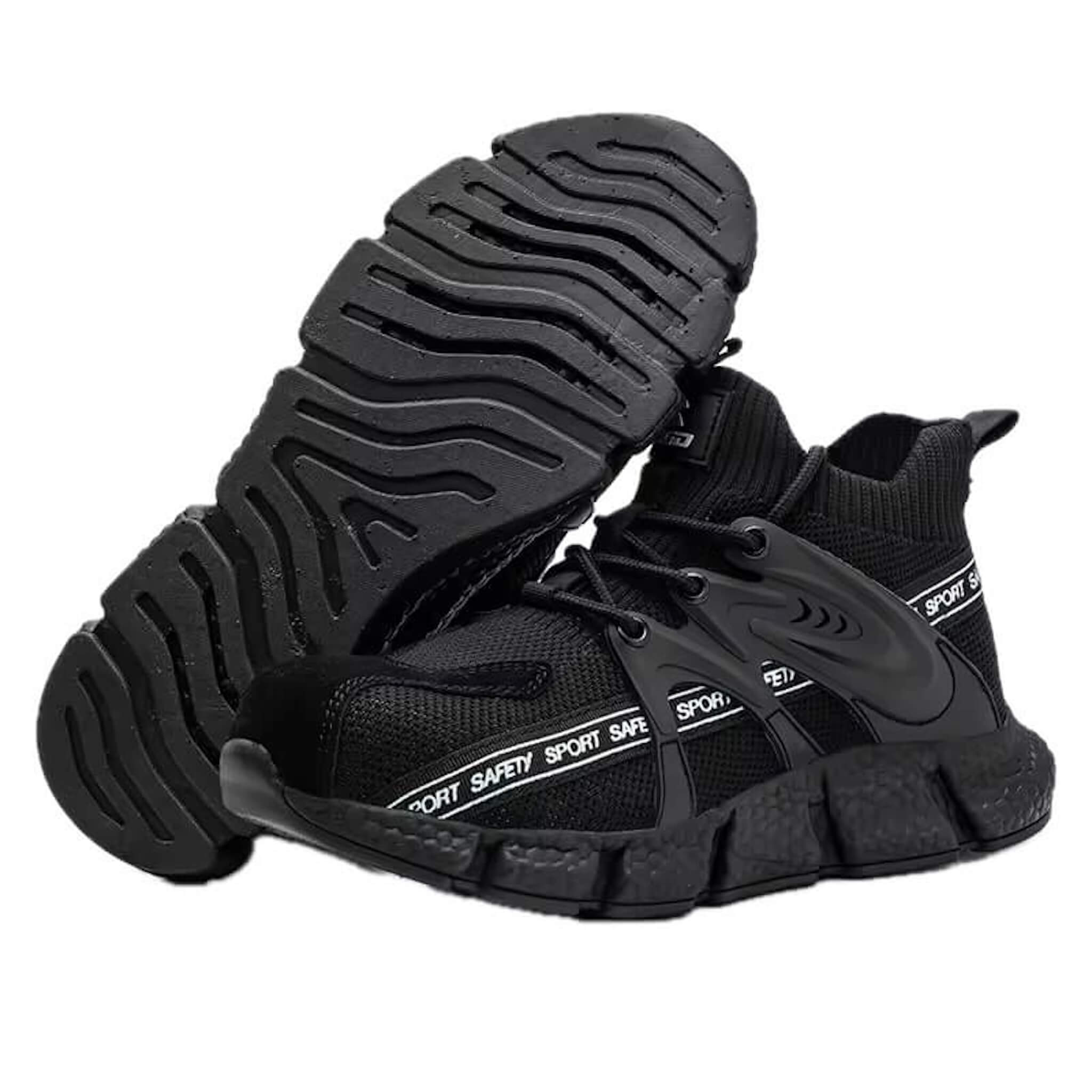 Steel Toe Safety Work Shoes for Men - Black Industrial Boots #1223 - Perfect for Construction, Warehouse & Factory Work