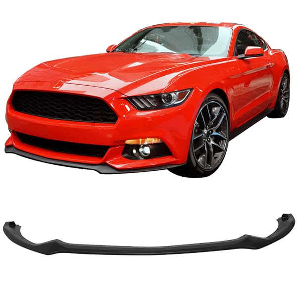 IKON MOTORSPORTS Front Bumper Lip Spoiler for 2015-2017 Ford Mustang | Factory Style PU Polyurethane Unpainted Splitter | Enhances Aerodynamics & Sporty Look for Street Racing & Car Shows
