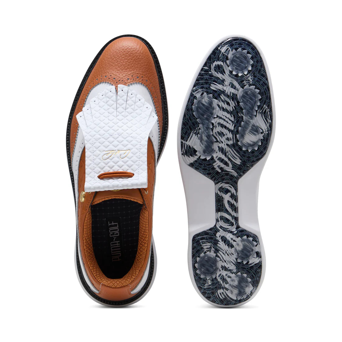 Puma X Arnold Palmer Royale Sneakers - White & Leather Brown Men's Golf Shoes for Comfort & Style on the Course