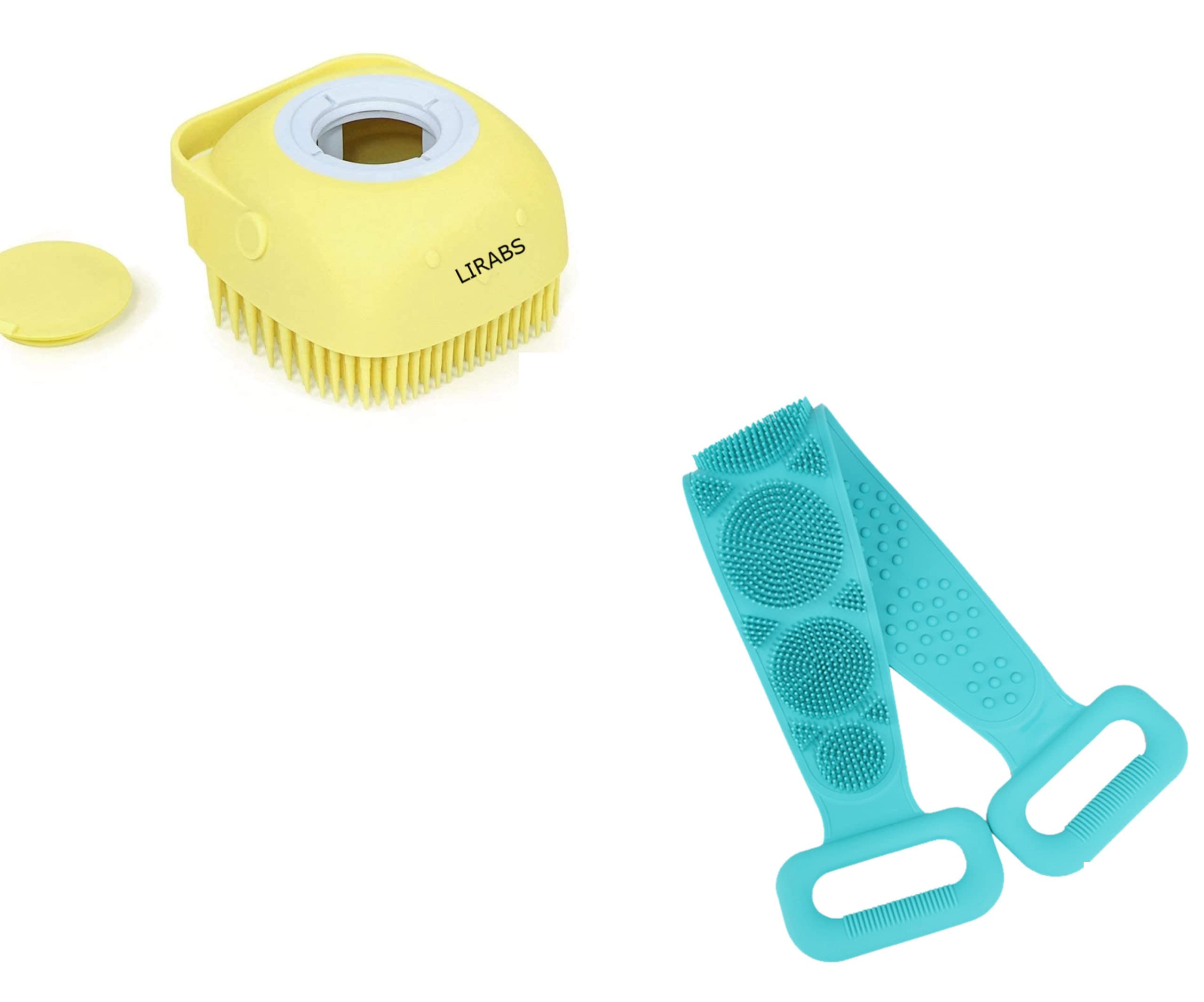 LIRABS Body Scrubber & Bath Belt Set - Exfoliating Bath Brush with Built-in Soap Dispenser + Dual-Sided Exfoliating Bath Belt for Shower & Spa | Perfect for Deep Cleansing & Skin Renewal