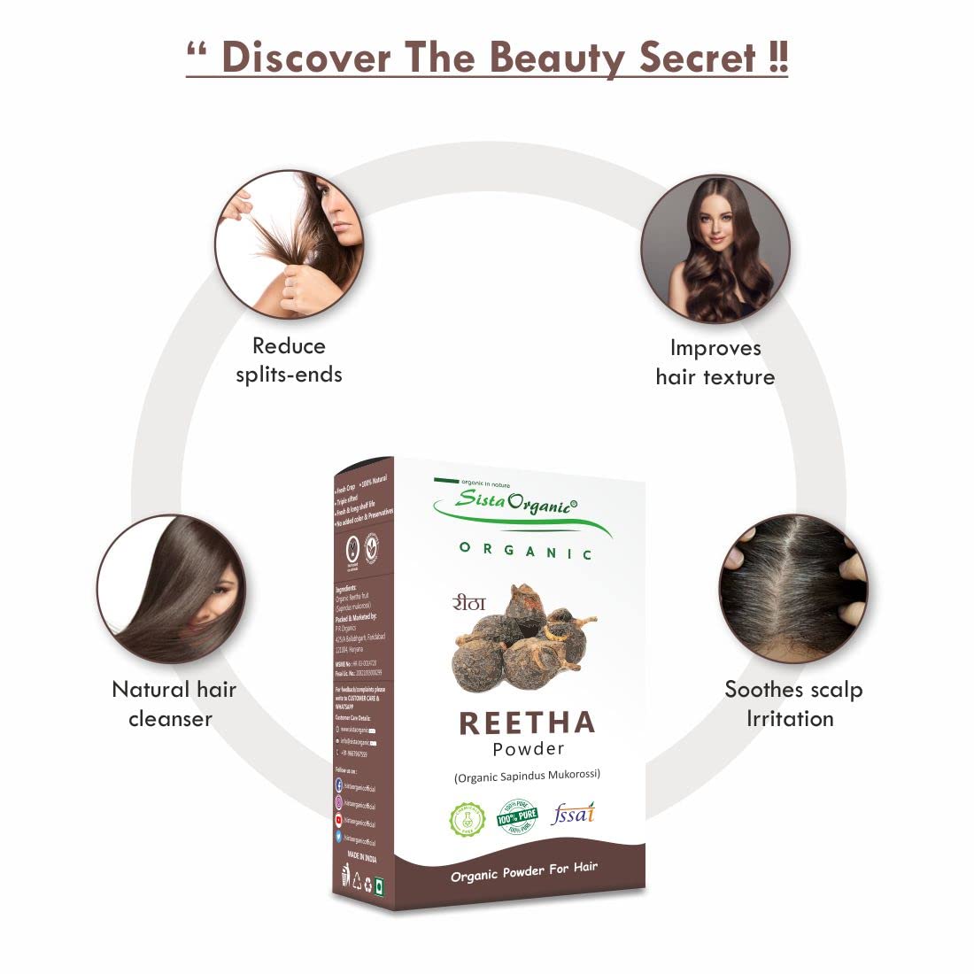 Organic Sista 100% Pure Reetha Powder for Hair Care & Conditioning - 200g | Natural Shampoo & Scalp Treatment | Perfect for DIY Hair Masks & Ayurvedic Hair Care Routines