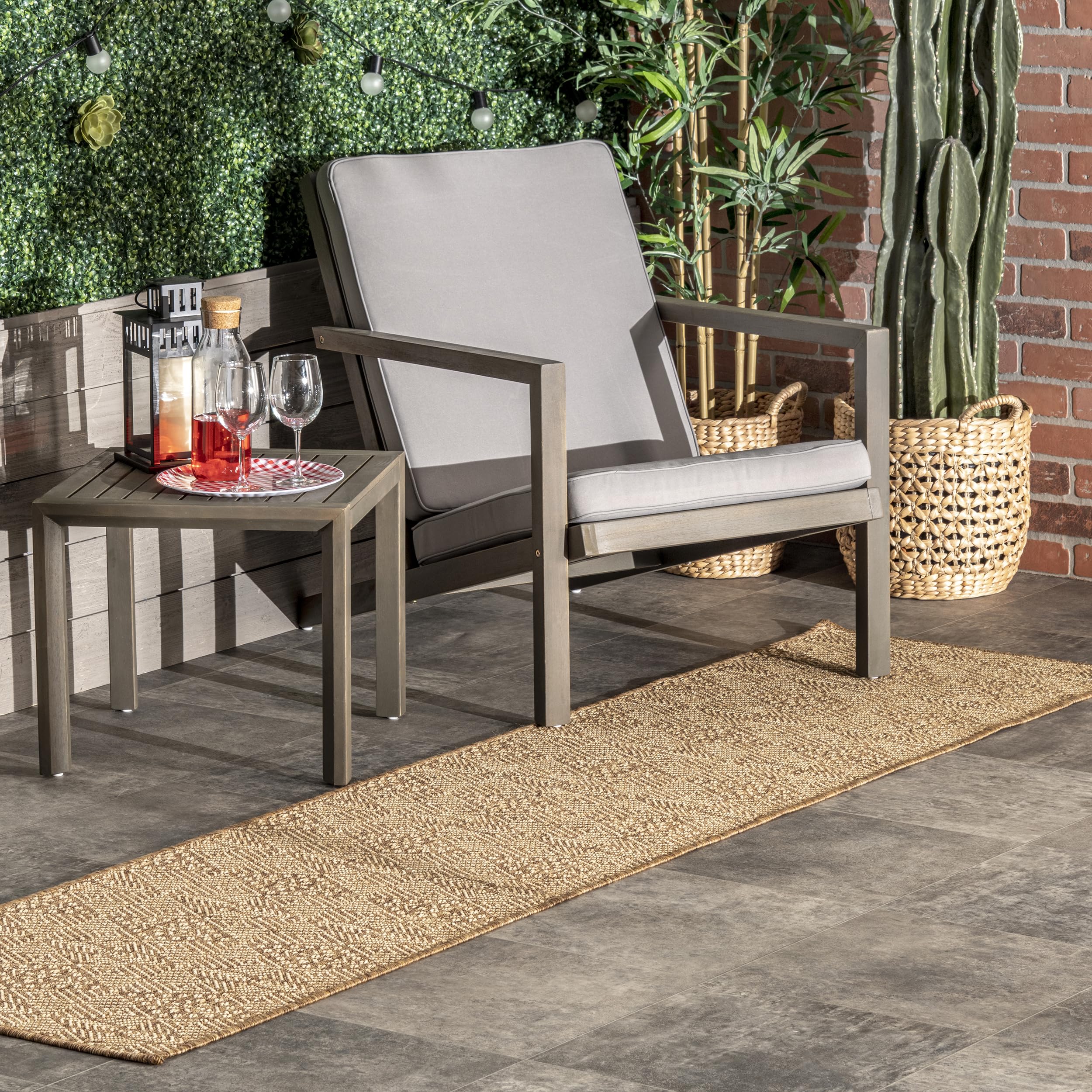 nuLOOM 2' x 8' Outdoor Performance Area Rug - Stain & Weather Resistant, High Traffic Patio & Balcony Rug - Perfect for Outdoor Spaces, Decks, and Poolside Areas