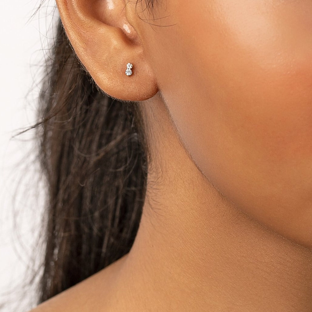 10k Gold Diamond Twin Cluster Stud Earrings for Women - Elegant & Sparkling Jewelry for Parties, Weddings & Special Occasions