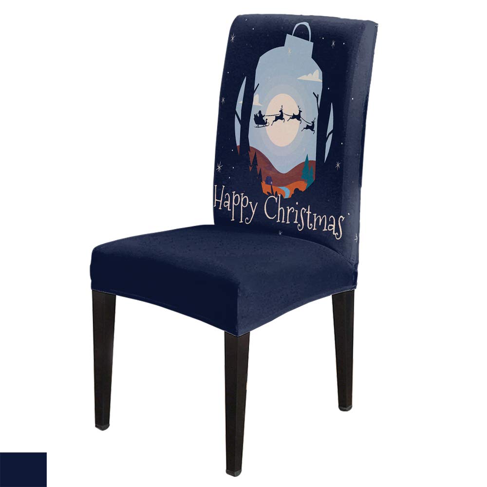 4 Pack Stretch Printed Christmas Chair Covers - Santa Claus & Reindeer Design, Spandex Dining Chair Slipcovers, Removable Banquet Seat Protectors for Kitchen, Hotel, Dining Room - Perfect for Holiday Decorations & Party Setup