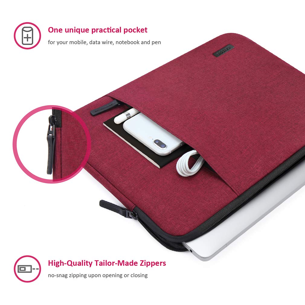 Premium 13 Inch Laptop Sleeve for MacBook Pro 14 Air 13, Lenovo HP ASUS Acer Chromebook - Waterproof Shockproof Protective Case with Soft Lining - Perfect for Travel, Office & School (Red)