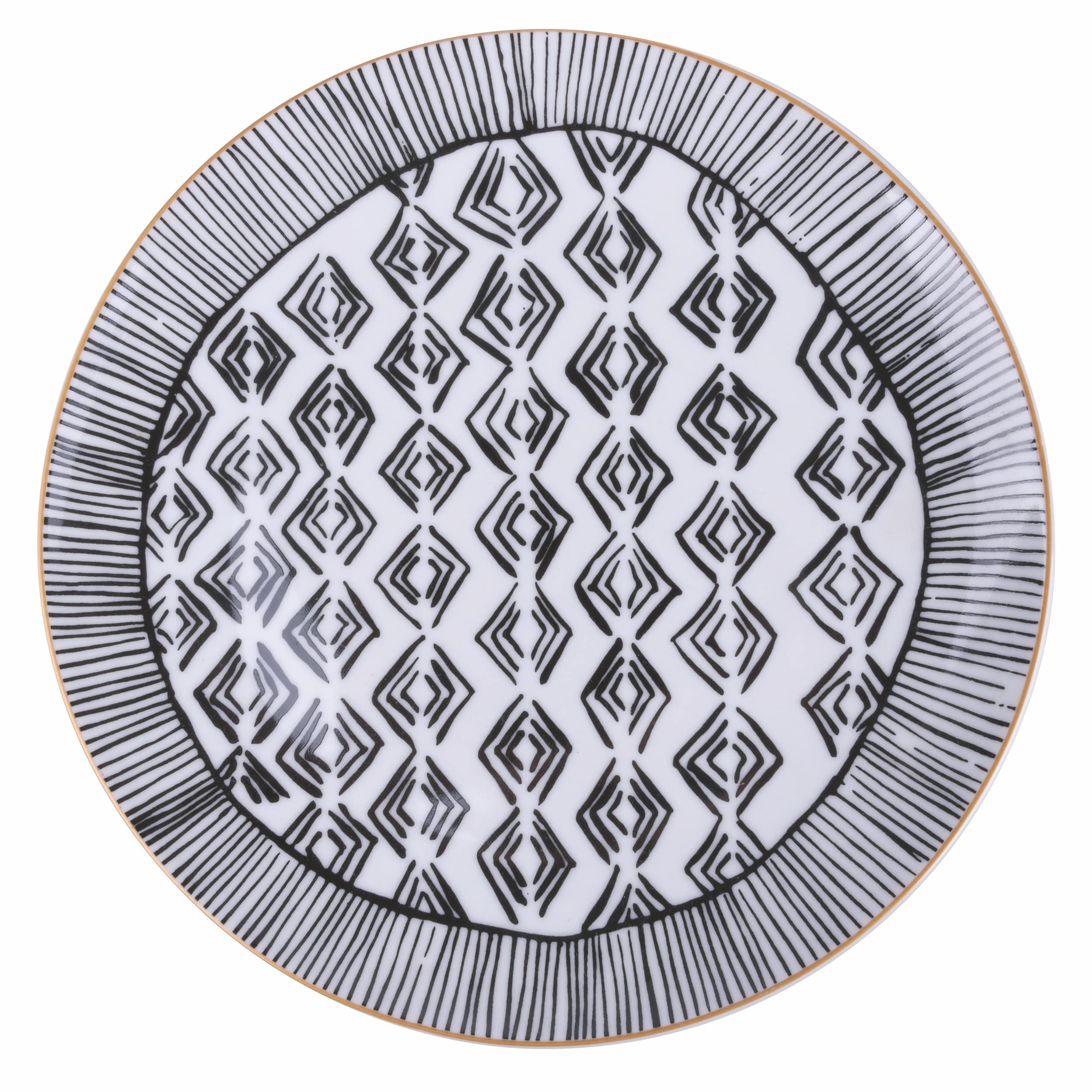 Villa d'Este Home Tivoli 6-Piece Masai Black Porcelain Fruit Plate Set - Elegant Appetizer & Dessert Dishes for Dinner Parties, Tea Time & Home Decor