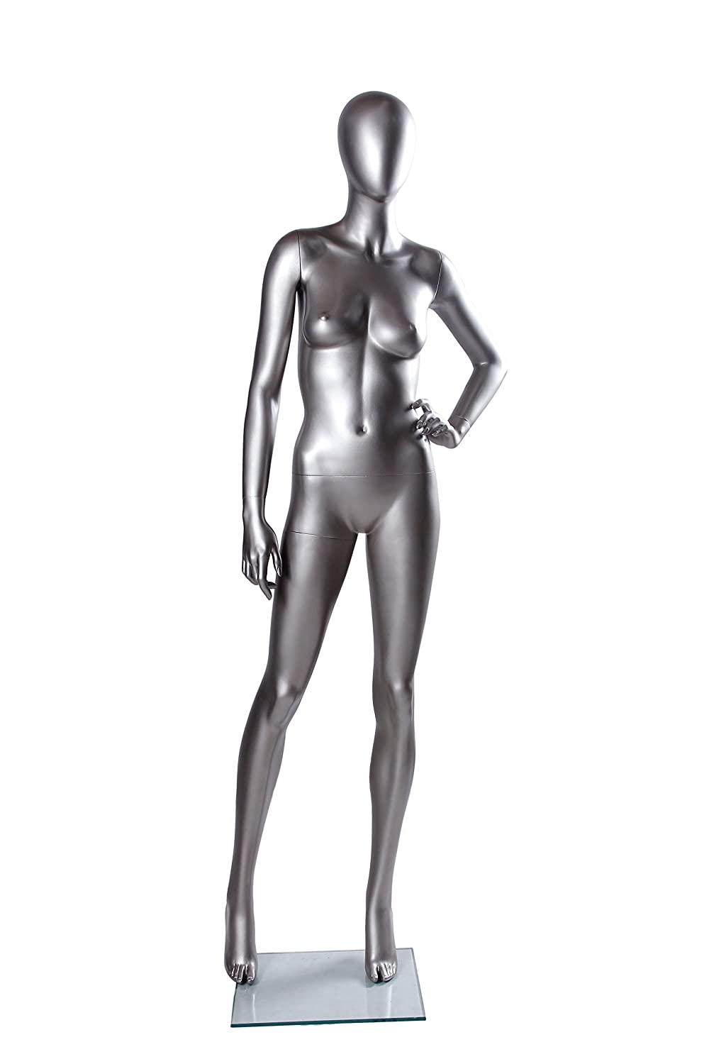 Matte Silver Female Mannequin Display Stand - Perfect for Boutique, Clothing Store & Fashion Showroom Displays