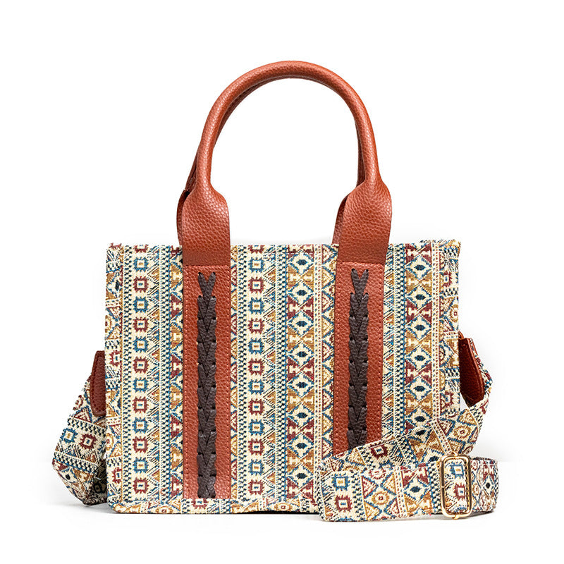Bohemian Aztec Tote Bag for Women - Stylish Handmade Cotton Shoulder Bag - Perfect for Beach, Shopping & Travel Accessories