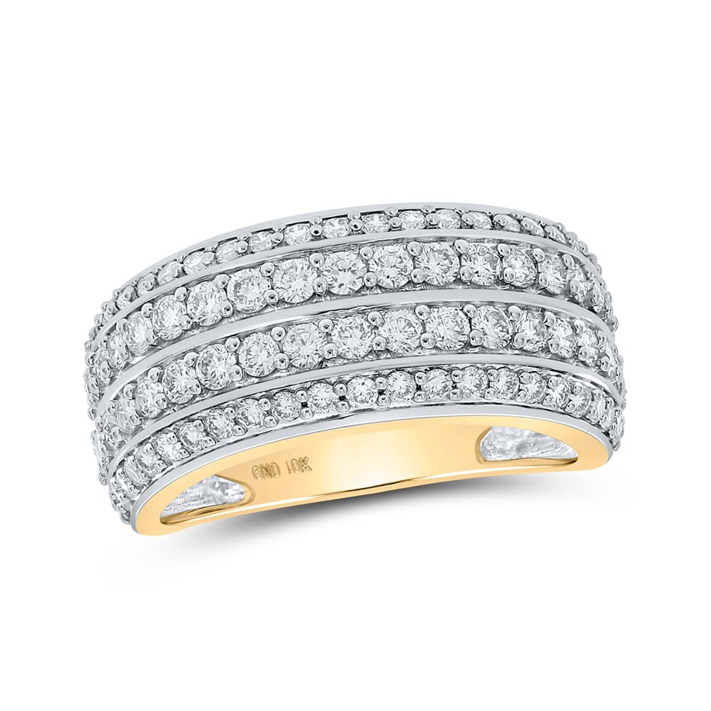 10kt Yellow Gold Men's Round Diamond Wedding Band Ring - 2 Carat Total Weight (CTTW) - Perfect for Engagement, Anniversary & Special Occasions