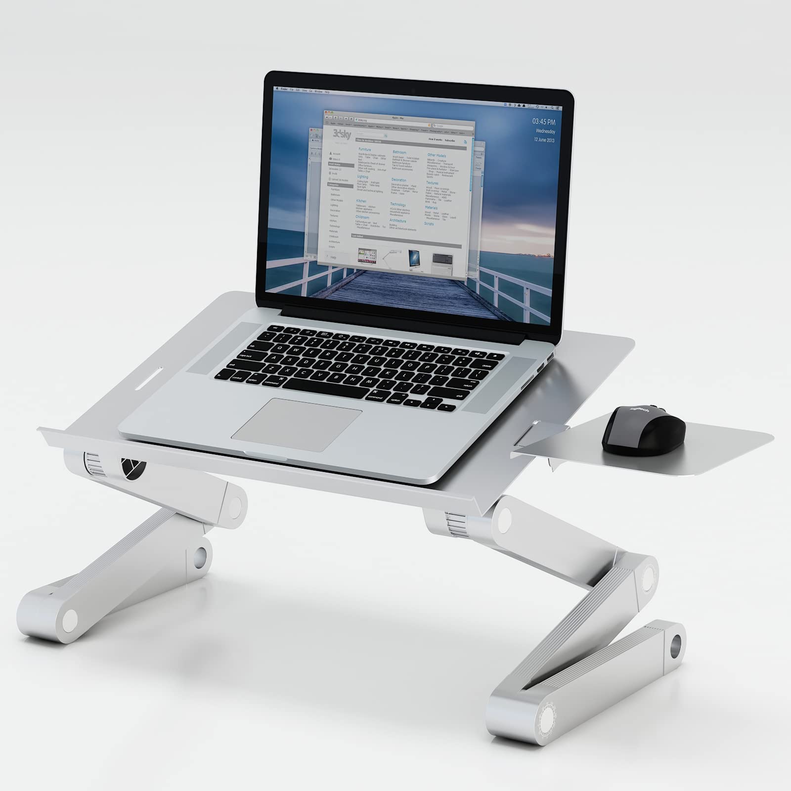 Adjustable Portable Laptop Stand with Multi-Angle Design & Heat Ventilation, Silver Laptop Riser for Home, Office & Travel Use