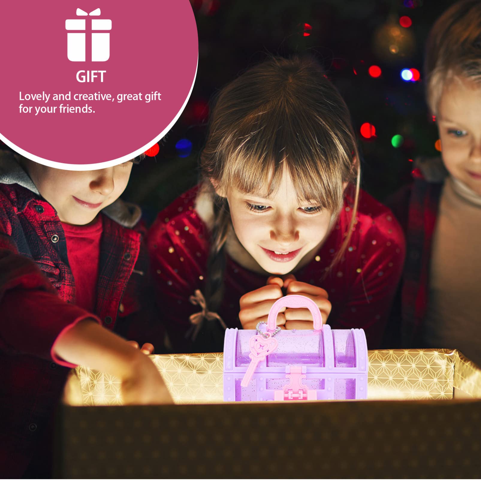 2PCS Princess Jewelry Box for Girls - Kids Treasure Chest Toy with Organizer Compartments | Pretend Play, Birthday Gift, Room Decor for Little Girls
