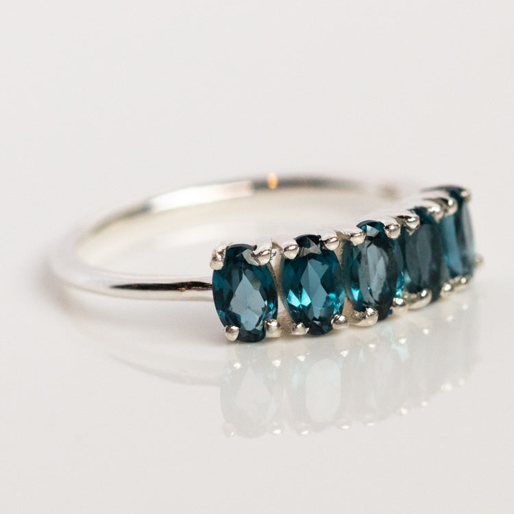 London Blue Topaz Galaxy Ring in Sterling Silver - Elegant Celestial Jewelry for Women, Perfect for Gifts, Anniversaries & Special Occasions