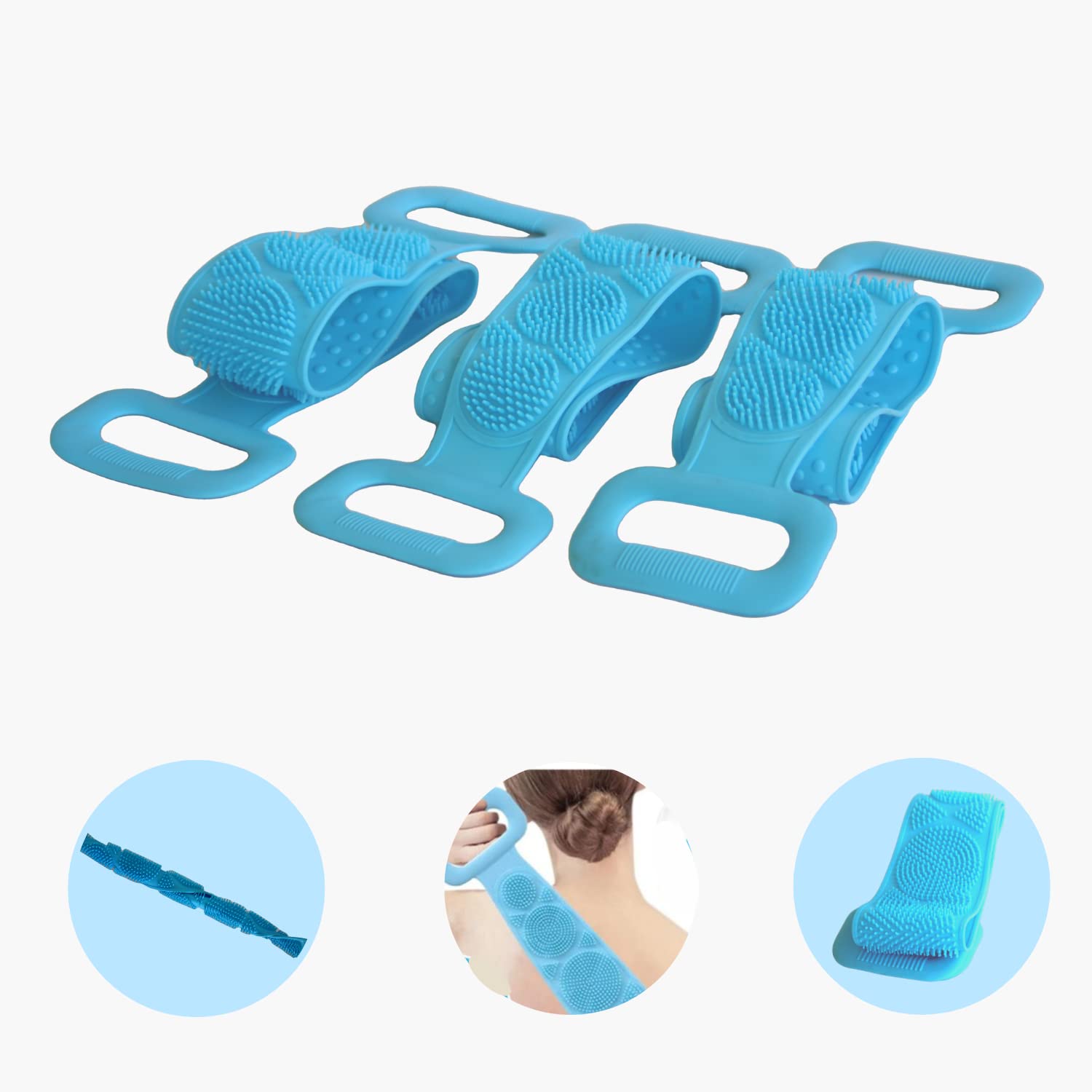 Exfoliating Silicone Body Scrubber for Face, Back & Hands - Pack of 3 | Gentle Skin Cleansing & Massage | Perfect for Shower, Bath & Travel