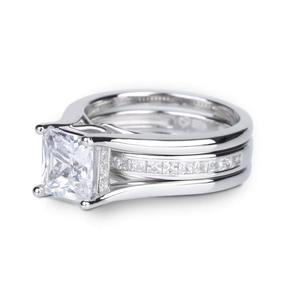 Jeulia Sterling Silver Princess Cut Interchangeable Ring Set - Fashion Anniversary, Promise, Engagement & Wedding Rings for Women with Gift Jewelry Box | Perfect for Proposals, Bridal Jewelry & Special Occasions