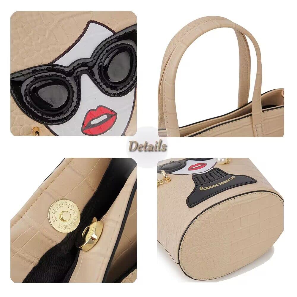 3D Lady Face Purse for Women - Unique Novelty Top Handle Satchel Shoulder Bag & Clutch - Fashionable Evening Party & Gift Idea