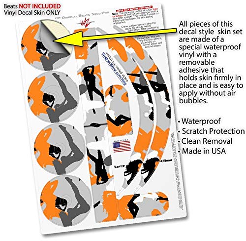 Beats Solo Pro Headphone Skin Decal Wrap - Sexy Girl Silhouette Camo Orange Design | Protective Vinyl Cover Compatible with Original Beats Solo Pro (Headphones Not Included) | Perfect for Gym, Travel & Daily Use