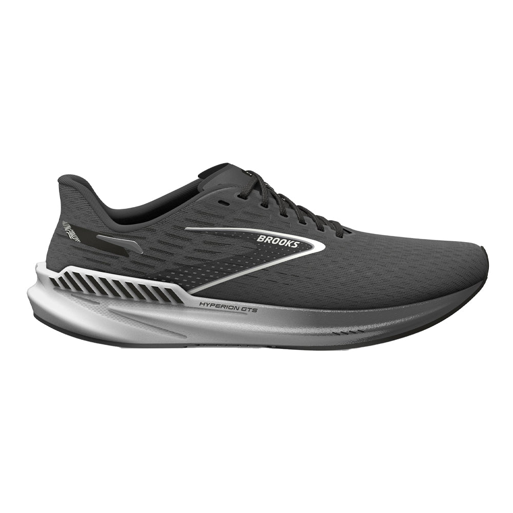 Brooks Hyperion GTS Running Shoes for Men - Gunmetal/Black/White - Size 7.5 D Medium - Lightweight Stability Sneakers for Road Running, Jogging & Gym Workouts
