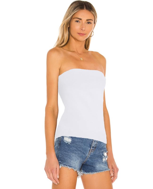 Women's Cotton Long Tube Tops - 3 Pack Strapless Camisoles & Bandeau Shirts | Sexy Layering Basics for Summer, Beach, Club & Casual Outfits