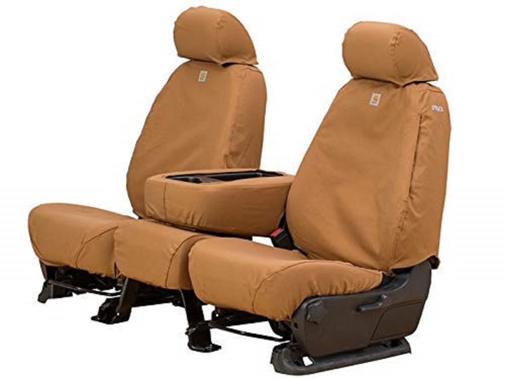 Covercraft Carhartt SeatSaver Custom Seat Covers for 2019-2025 Chevy Silverado & GMC Sierra 1500/2500/3500 Trucks | 1st Row Bucket Seats | Durable Duck Weave Gravel Fabric | Perfect for Work, Off-Road & Daily Driving
