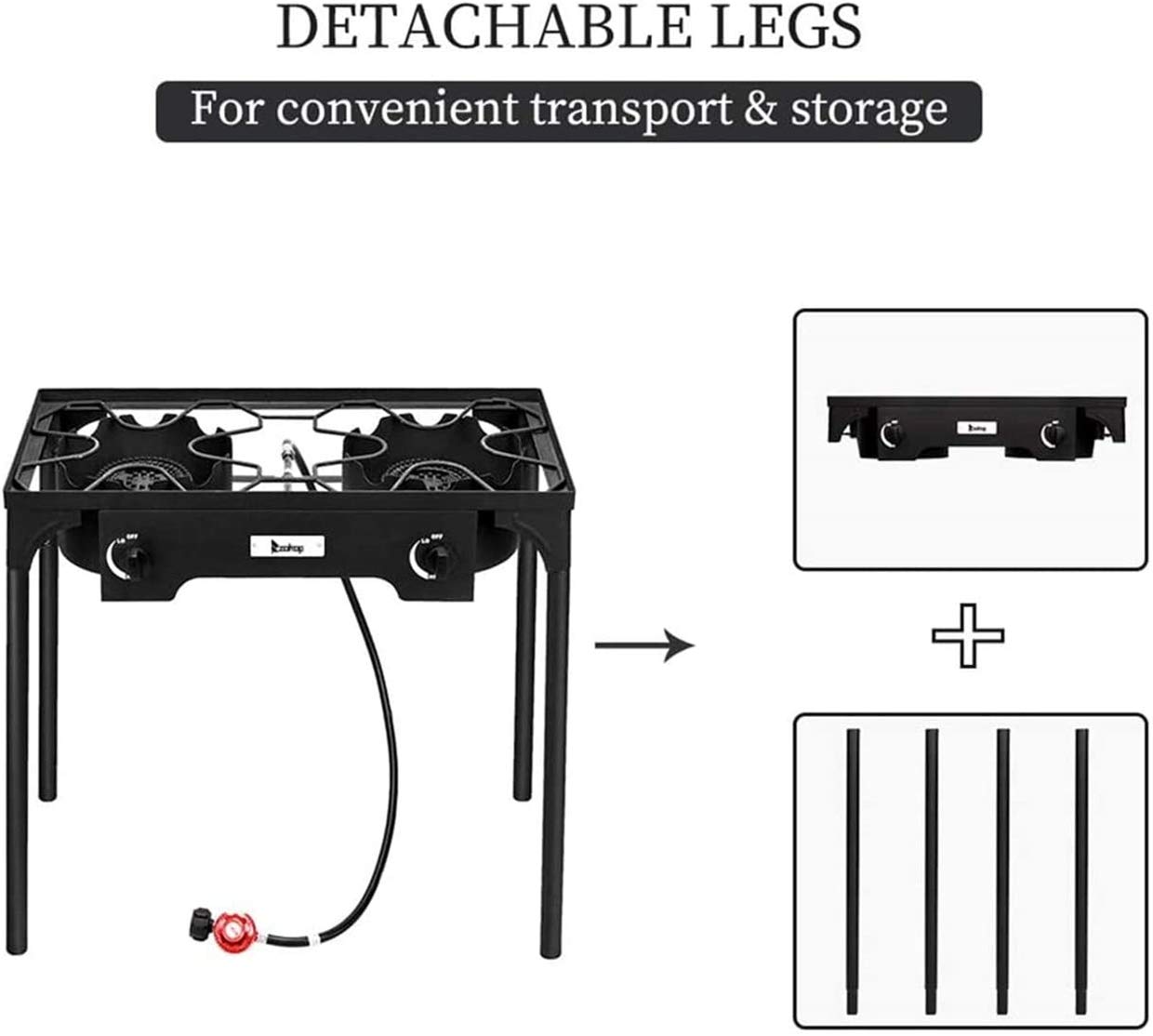 TYNAWYNW Upgraded Heavy-Duty Outdoor Camping Stove - Double Burner Propane Gas Cooker with Sturdy Metal Legs & Stand for Backpacking, Hiking, Picnics & RV Trips - High Pressure Portable Burner Ideal for Outdoor Cooking, BBQ & Emergency Preparedness