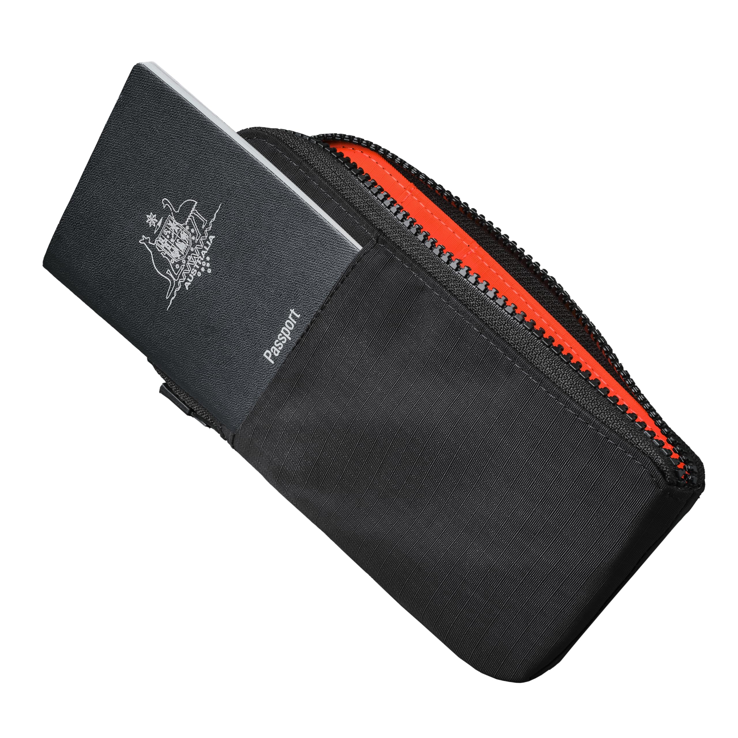 RFID Blocking Travel Wallet - Black Axoflux 210D Passport Holder with Self-Locking Zipper | Tear-Resistant Material | 4 Pockets & 2 Card Slots | HUB Accessories Compatible | Perfect for Air Travel, Business Trips & International Vacations