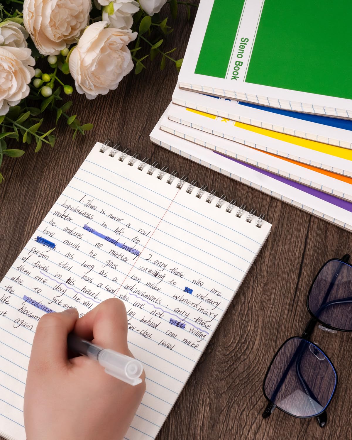 12 Pack Spiral Steno Pads 6x9 Inches - Gregg Rule Notebooks with 6 Assorted Covers, 60 Sheets White Paper - Perfect for Note-taking in School, Office, Home, College, University, Work & Travel - Ideal for Students, Professionals & Journalists