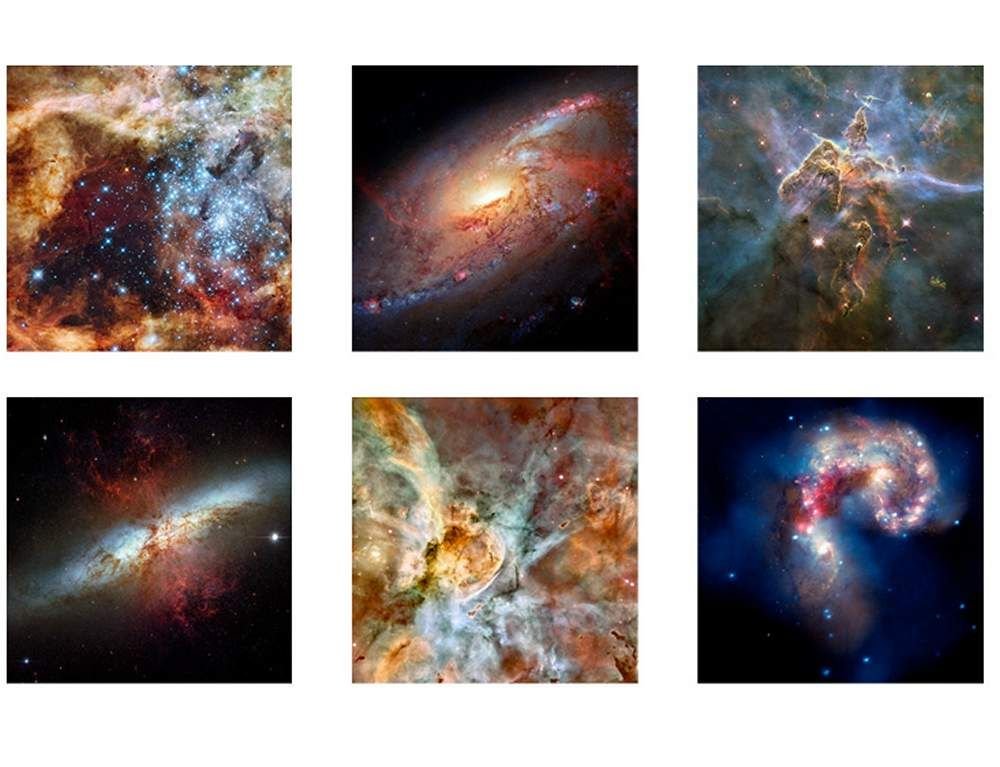 NASA Hubble Space Galaxy Astronomy Fine Art Print Poster Set of 6 - 16x16 Inches (41x41cm) Rolled on Premium Photo Paper - Stellar Wall Decor for Bedroom, Nursery & Office - HD Space-Themed Home Decor