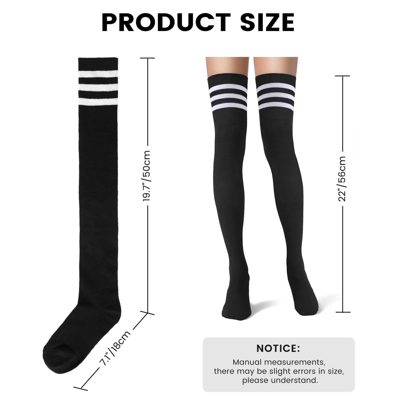 Women's Thigh High Socks - Warm Over Knee High Stockings with Striped Design | Extra Long Boot Socks for Daily Wear & Winter Outfits