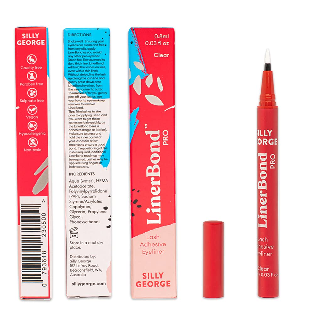 Silly George Lash Extension Kit - Girl Series Starter Set with LinerBond Adhesive Eyeliner & Natural False Lashes (Girl Friday) | Professional Eyelash Enhancer for Daily Wear, Parties & Special Occasions