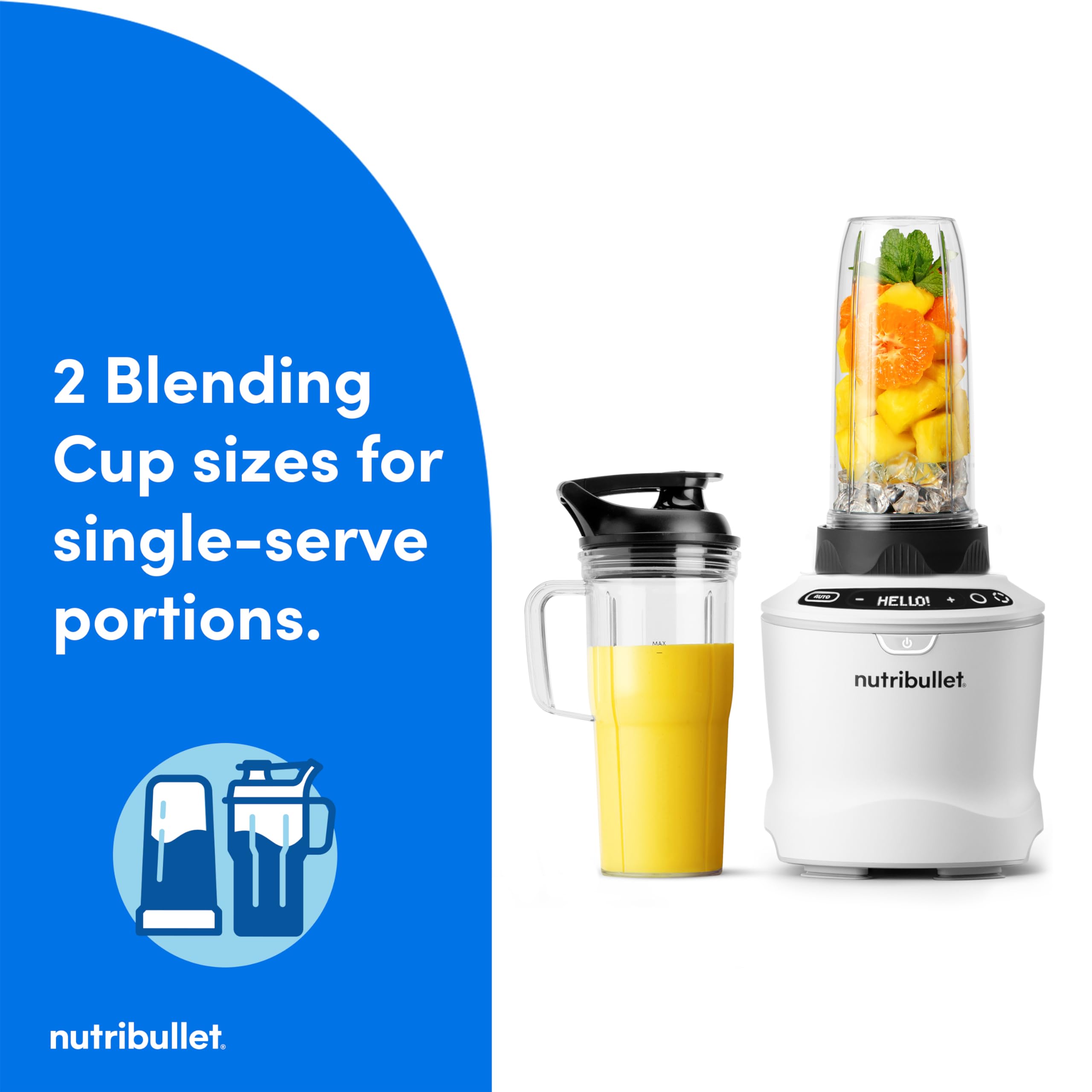 Nutribullet SmartSense Blender Combo - 1400W High-Power 5-Speed Blender with Matte White Finish - Perfect for Smoothies, Protein Shakes & Meal Prep in Modern Kitchens