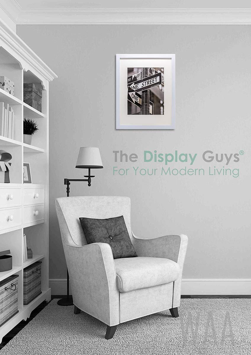 The Display Guys - 4-Pack Minimalist White Wooden Picture Frames with Tempered Glass - 12x16 Mat to 8x12 - Wall Mount Photo Display for Home, Office & Gallery Decor