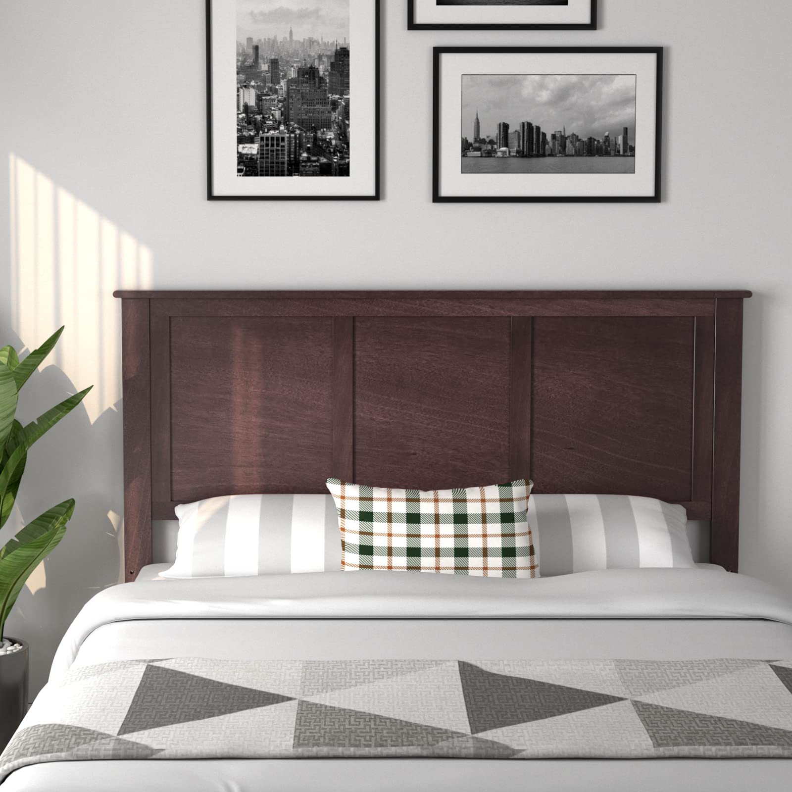 Giantex Solid Wood Headboard with Adjustable Height - Full Size Espresso Brown Bed Backboard for Bedroom, Guest Room & Dormitory