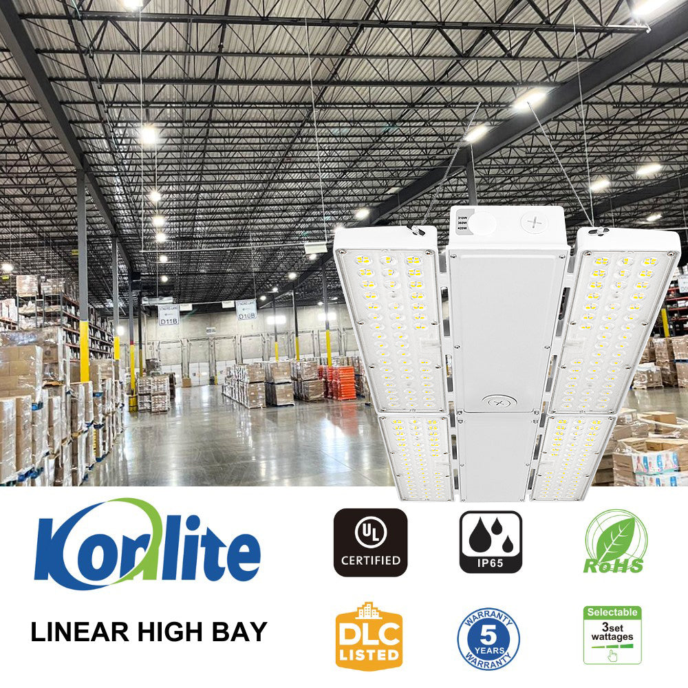 PAVO V LED High Bay Light 420W/360W/310W Selectable - 63,800 Lumens - 120-277V - 5000K Daylight White - Equivalent to 1000W Metal Halide - Ideal for Warehouses, Factories & Commercial Spaces